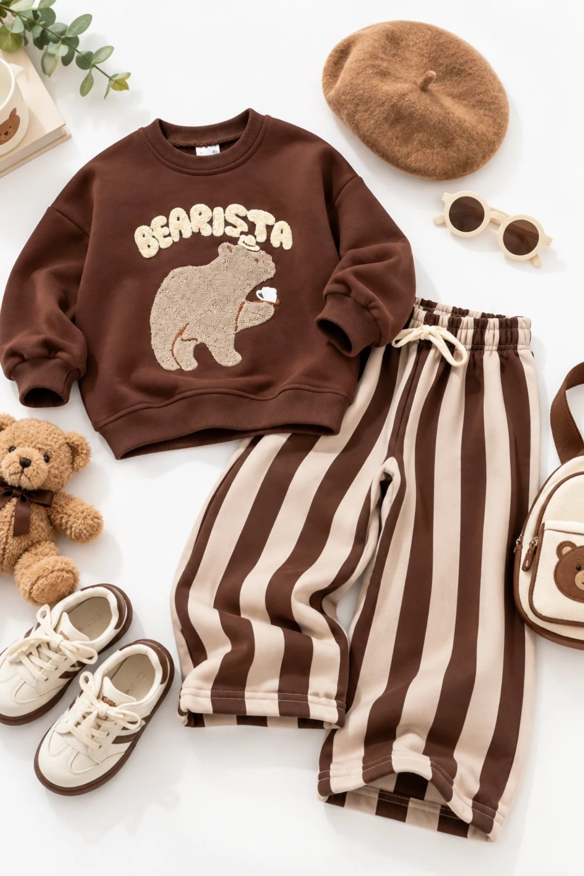 Komfortowy dres dziecięcy Bearista w najmodniejszych odcieniach jesiennego brązu i beżu