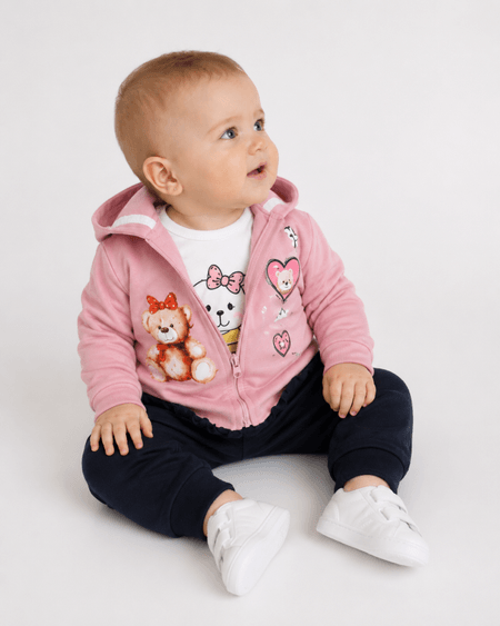 Komplet niemowlęcy z misiem | Bluza spodnie dresowe i bluzka