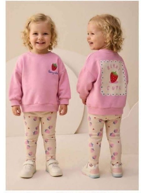 Komplet dziewczęcy z motywem truskawek – Bluza + Legginsy