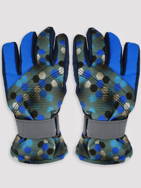 Rękawiczki narciarskie pięciopalczaste geometryczne 14 cm