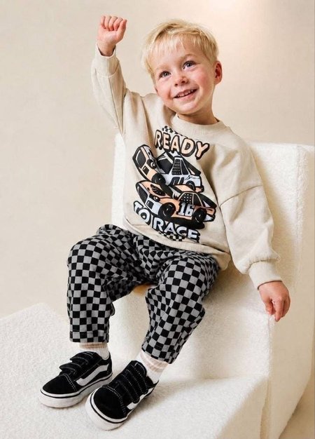  Dres chłopięcy bluza i spodnie w szachownicę 