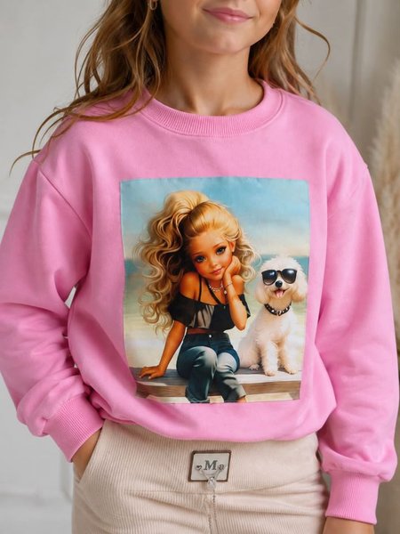 Dziewczęca różowa bluza oversize 