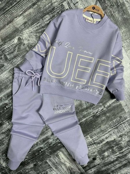 Dres dziewczęcy liliowy QUEEN | Modny komplet dla dziewczynki