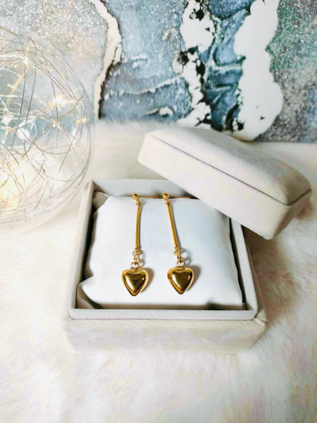 Kolczyki serca z kuleczkami