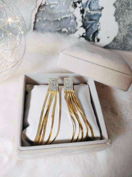 Kolczyki nitki z cyrkoniami