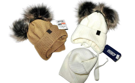 Komplet  Zimowy Czapka + Komin Niemowlęcy 2 pompony