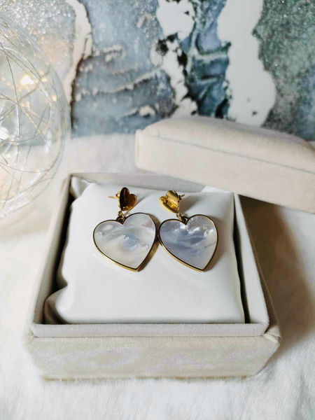 Kolczyki serca marmurowe