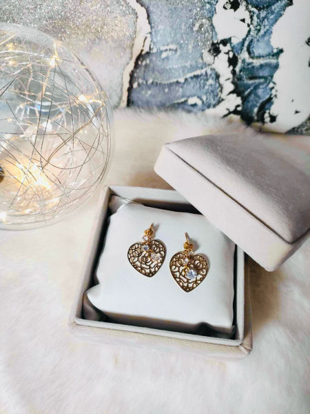 Kolczyki serca z cyrkoniami