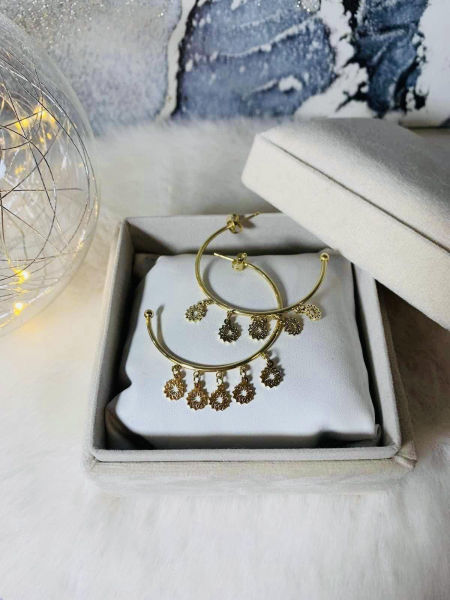 Kolczyki koła z kwiatuszkami