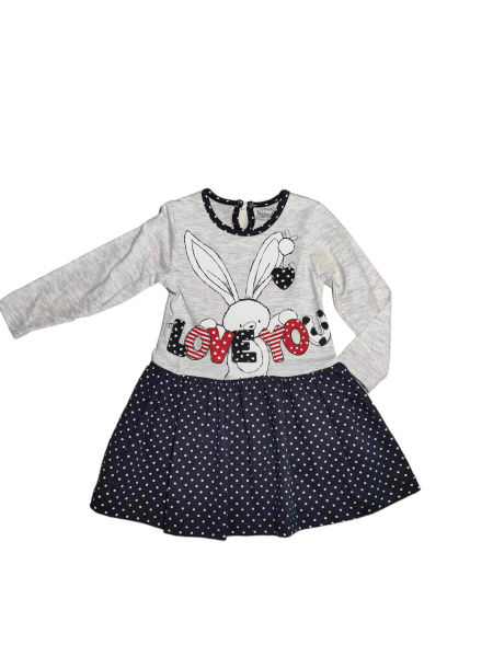 Sukienka szaro granatowa w groszki