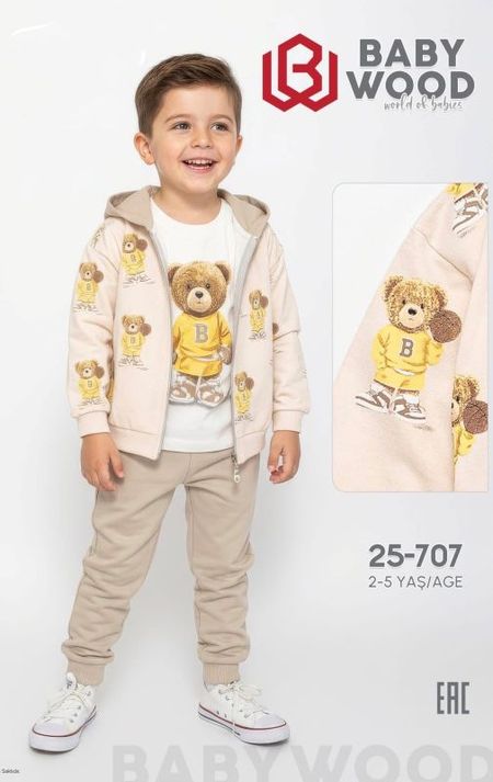Komplet chłopięcy z misiem 3-częściowy – bluza, bluzka i spodnie