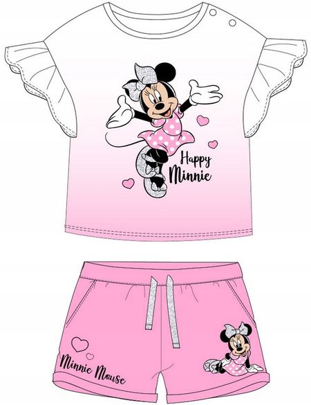 Komplet dziewczęcy Minnie Mause | Bluzk z falbankami i spodenki