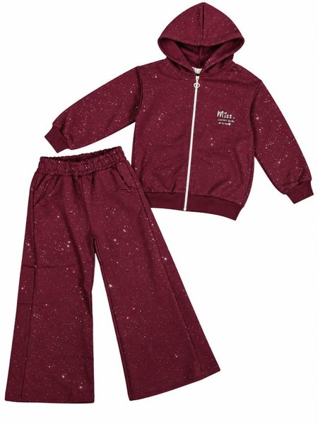 Dres dziewczęcy -bordo w drobinki 