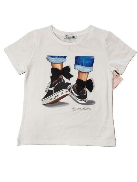Biały t-shirt dziewczęcy MałaMi z aplikacją 3D | Produkt Polski